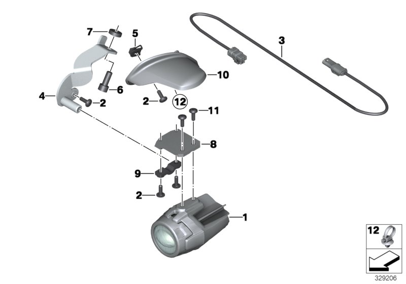 Светодиод.доп.фара дальнего света для BMW K48 K 1600 GTL 17 (0F02, 0F12) 0 (схема запчастей)