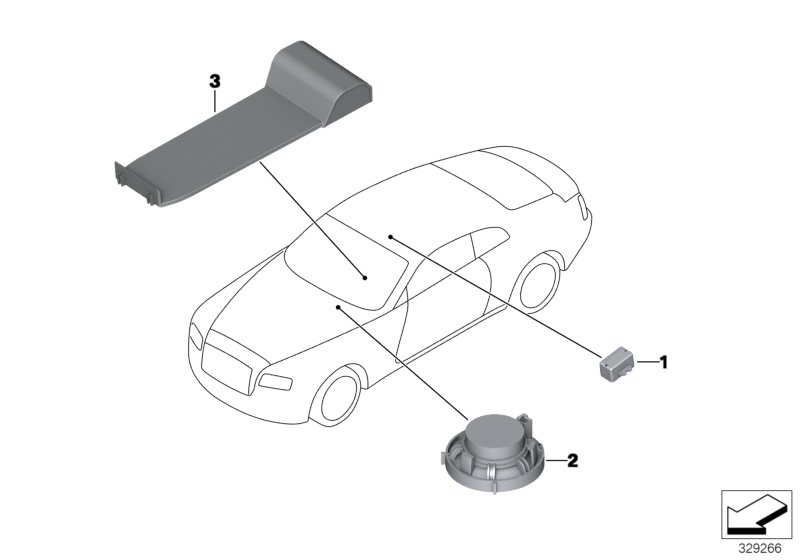 Детали устройства громкой связи для BMW RR6 Dawn N74R (схема запчастей)