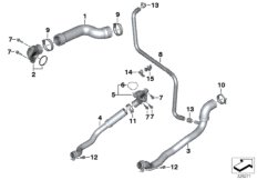Шланги системы охлаждения для BMW K48 K 1600 GTL (0602, 0612) 0 (схема запасных частей)