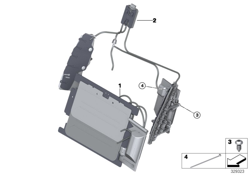 Поясничная опора переднего сиденья для BMW F33N 420d B47 (схема запчастей)