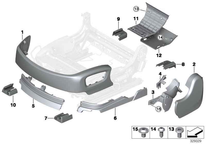 Сиденье Пд накладки сиденья для BMW RR5 Wraith N74R (схема запчастей)