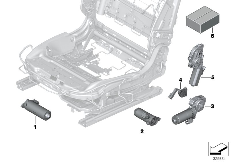 Сиденье Пд, э/оборудование и приводы для BMW RR6 Dawn N74R (схема запчастей)