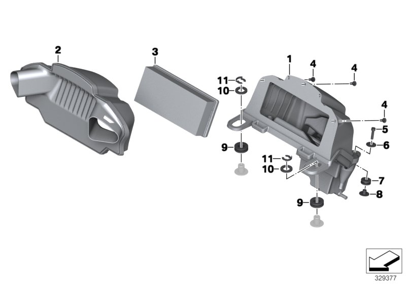 Система глушения шума всасывания для BMW K48 K 1600 GT (0601,0611) 0 (схема запчастей)