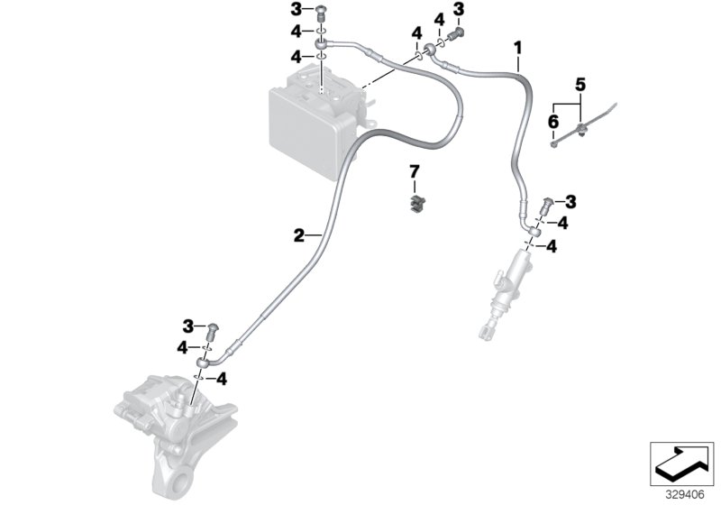 Трубопровод тормозного привода Зд для MOTO K47 S 1000 R 17 (0D52, 0D62) 0 (схема запчастей)