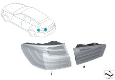 Переосн.блока задних фонарей Facelift для BMW F11 523i N52N (схема запасных частей)
