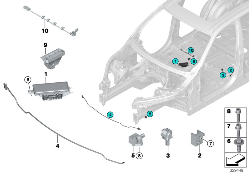 Электрические детали НПБ для BMW F15 X5 40eX N20 (схема запчастей)