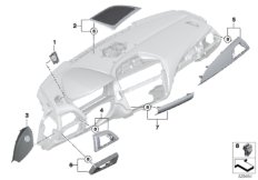 Доп.элементы панели приборов Вх для BMW F20 120dX N47N (схема запасных частей)