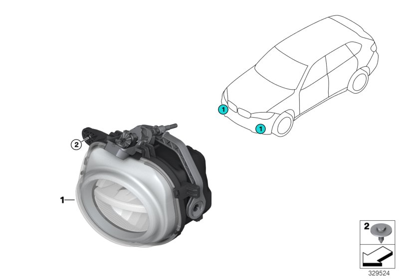 Светодиодная противотуманная фара для BMW F25 X3 18i N20 (схема запчастей)