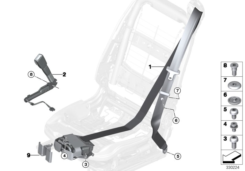 Ремень безопасности REMA Пд для BMW F13 650i N63 (схема запчастей)