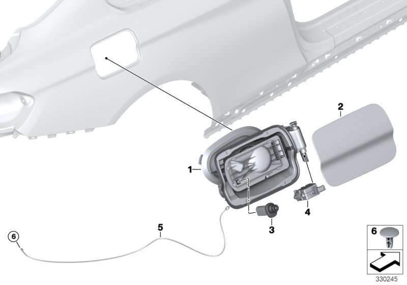 Заслонка заливного отверстия для BMW F32 425d N47S1 (схема запчастей)