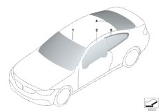 Остекление для BMW F32 420iX B48 (схема запасных частей)