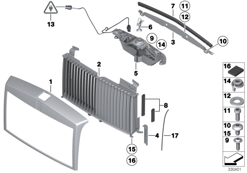 Решетка радиатора / фигура на капоте для BMW RR1 Phantom N73 (схема запчастей)