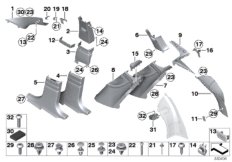 Облицовка стойки A / B / C / D для BMW F07N 550iX 4.4 N63N (схема запасных частей)