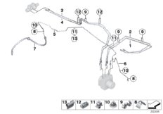 Трубопровод тормозного привода Пд для BMW R61 Cooper D 1.6 N47N (схема запасных частей)