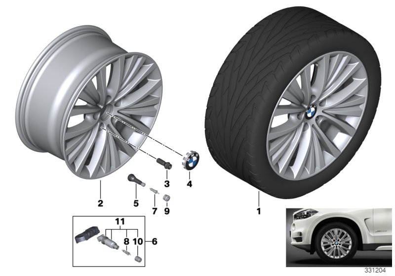 Л/с диск BMW многоспицевый 448 - 19" для BMW F15 X5 25dX B47 (схема запчастей)