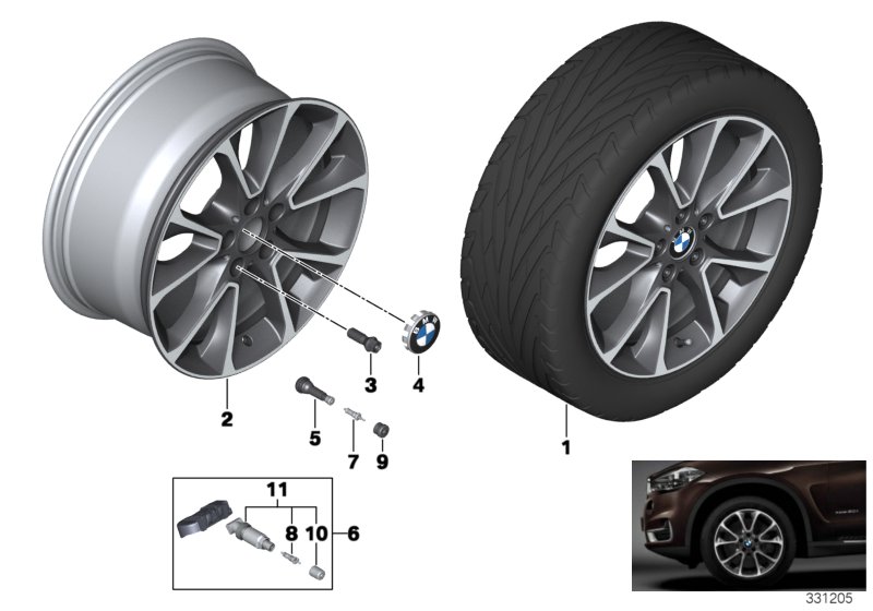 Л/c диск BMW со звезд.спиц. 449 - 19" для BMW F15 X5 25dX N47S1 (схема запчастей)
