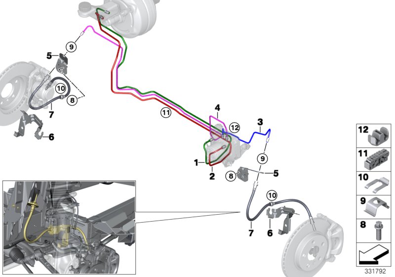 Трубопровод тормозного привода Пд для BMW I01N i3 120Ah IB1 (схема запчастей)