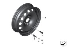 Аварийное колесо стальное черное для BMW F15 X5 25dX N47S1 (схема запасных частей)