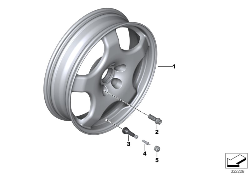 Аварийное колесо легкосплавное для BMW F15 X5 25d N47S1 (схема запчастей)