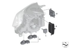 Детали электронного блока фары для BMW F16 X6 30dX N57N (схема запасных частей)