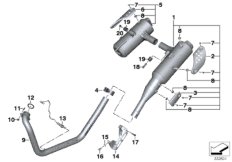 Детали системы выпуска ОГ с креплением для BMW R13 F 650 GS Dakar 00 (0173,0183) 0 (схема запасных частей)