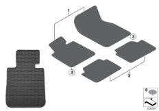 Резиновый коврик для BMW E87 118d M47N2 (схема запасных частей)