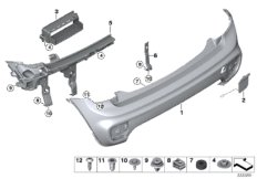 Облицовка аэродинамического к-та Зд для BMW F56 JCW B48 (схема запасных частей)