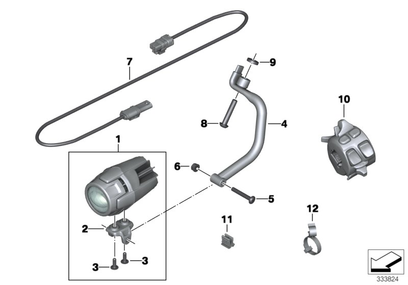 Дооснащение светодиодными доп.фарами для BMW K48 K 1600 GTL (0602, 0612) 0 (схема запчастей)