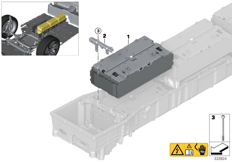 Модуль высоковольтного накопителя для BMW I12N i8 B38X (схема запчастей)