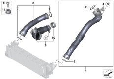 Воздуховод наддувочного воздуха для BMW F30 328iX N20 (схема запасных частей)