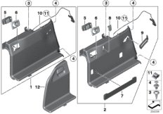 Обшивка багажного отделения Л для BMW F11N 530dX N57N (схема запасных частей)