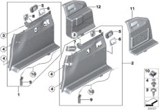 Обшивка багажного отделения П для BMW F11N 535i N55 (схема запасных частей)