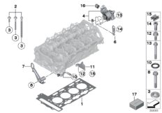 Головка блока цилиндров-доп.элементы для BMW F20N 120i N13 (схема запасных частей)