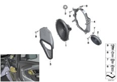 Детали переднего динамика для BMW I01N i3s 94Ah Rex XB4 (схема запасных частей)