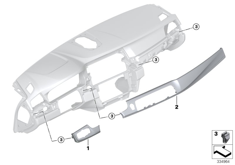 Декор.накладки панели приборов для BMW F10N 525dX N47S1 (схема запчастей)