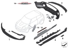 Дооснащение JCW Aerokit для BMW R61 Cooper S N18 (схема запасных частей)