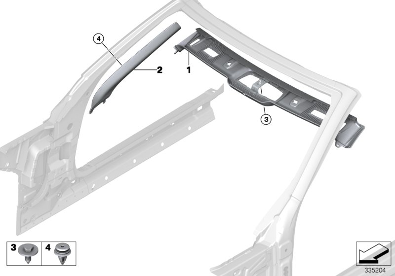 Накладки и облицовки Внутр для BMW F33N 440i B58 (схема запчастей)