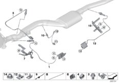 Датчики ОГ / зонд NOX / SCR для BMW F10N 520dX N47N (схема запасных частей)
