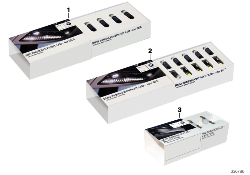 Светодиодный пакет освещ.салона для BMW E36 M3 S50 (схема запчастей)