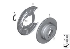 Тормозной диск торм.механ.заднего колеса для BMW E53 X5 3.0d M57N (схема запасных частей)