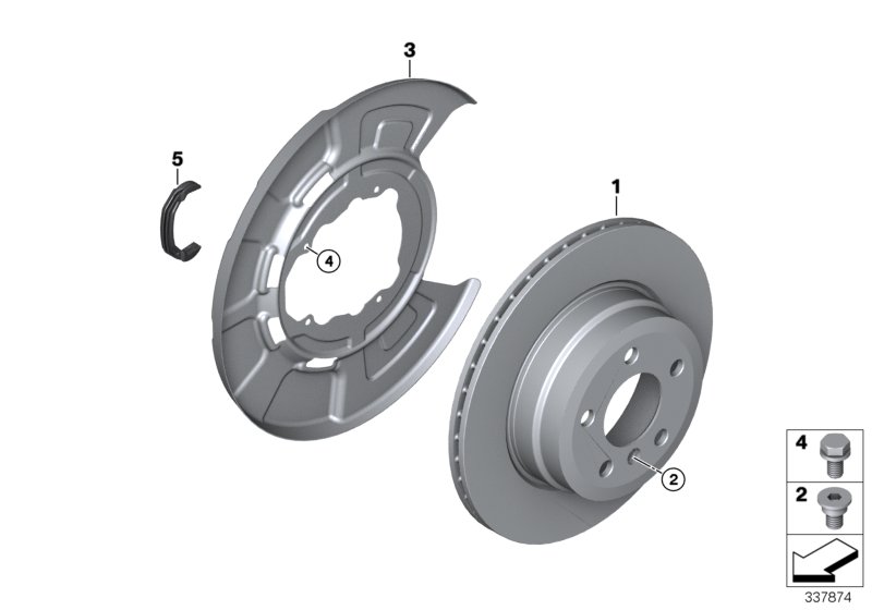 Тормозной диск торм.механ.заднего колеса для BMW F15 X5 50iX 4.0 N63N (схема запчастей)