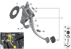 Педальный механизм в сборе для BMW I01N i3 94Ah Rex XB4 (схема запасных частей)