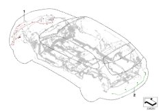 Пучки проводов бампера Пд/Зд для BMW F15 X5 25d N47S1 (схема запасных частей)