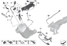 Датчики саж. фильтра/дополн.элементы для BMW F11N 520d N47N (схема запасных частей)
