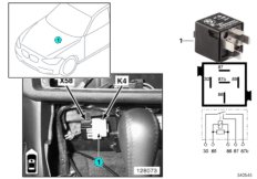 Реле вентилятора отопителя K4 для BMW E46 318td M47N (схема запасных частей)