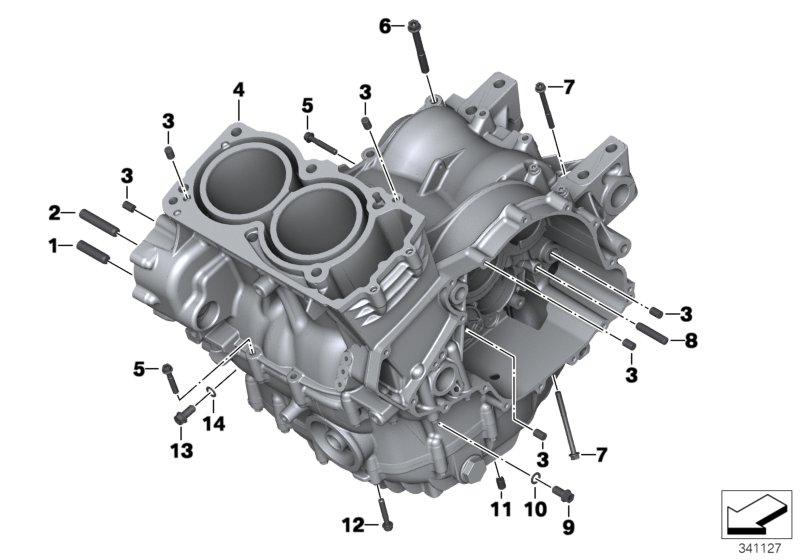 Картер двигателя дополнительные элементы для BMW K73 F 800 R 15 (0B04, 0B14) 0 (схема запчастей)