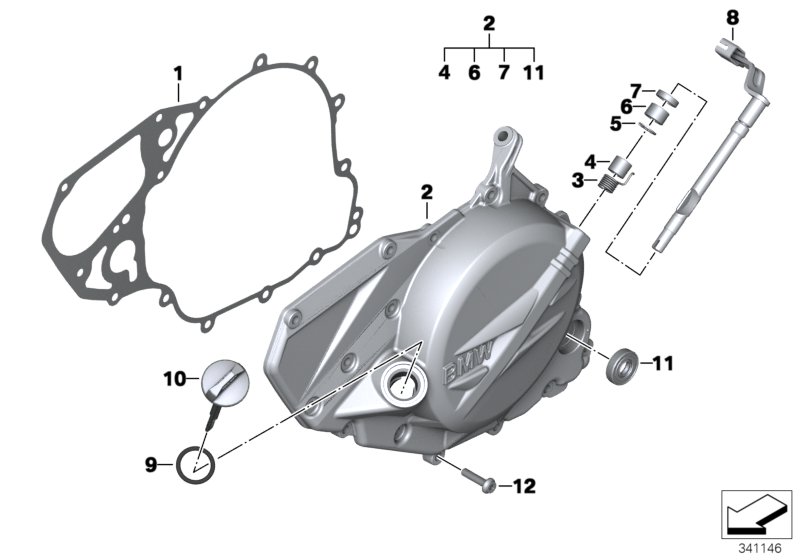 Крышка картера двигателя Л для MOTO K75 F 800 GS Adve. 16 (0B55, 0B65) 0 (схема запчастей)