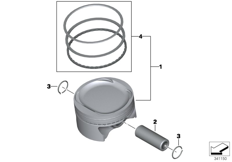 Поршень с кольцами и пальцем для MOTO K70 F 700 GS (0B01, 0B11) 0 (схема запчастей)