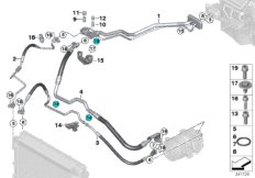 Трубопроводы хладагента для BMW F15 X5 40dX N57Z (схема запасных частей)