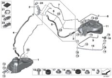 Бачок SCR / доп.элементы / провода для BMW F32 430d N57N (схема запасных частей)